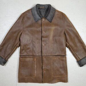 Reilly Olmes Collection Brown Shearling Leather Coat | Made in Turkey | M